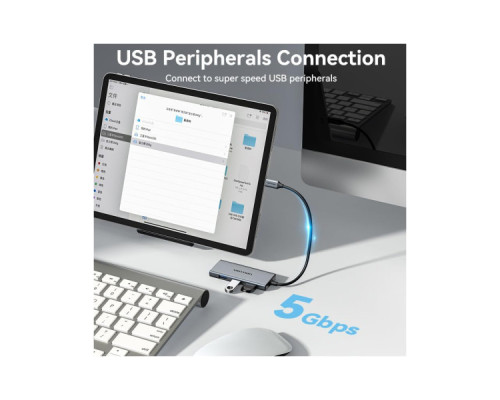 Концентратор Vention USB-C 6-in-1 3xUSB 3.0 + HDMI 4K30Hz + SD/TF 0.15m (TOOHB)