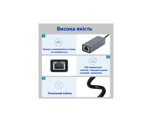 Адаптер USB-C to RJ45 Ethernet 1000Mbps Dynamode (DM-AD-GLAN-C)