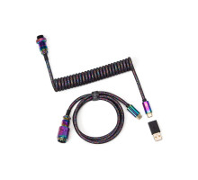 Дата кабель USB 2.0 AM to USB-C 1.08m Premium Coiled Aviator Straight rainbow plated black Keychron (CAB5_KEYCHRON)