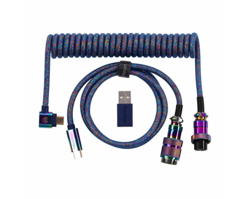Дата кабель USB-C + USB A to USB-C 1.08m Premium Coiled Aviator blue Keychron (CAB8_KEYCHRON)