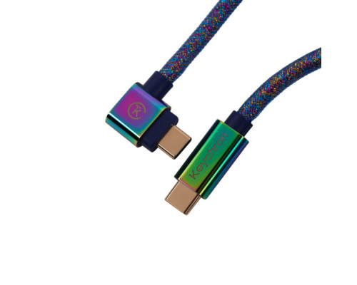 Дата кабель USB-C + USB A to USB-C 1.08m Premium Coiled Aviator blue Keychron (CAB8_KEYCHRON)