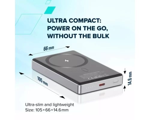 Батарея універсальна Canyon 10000mAh OnPower 510 slim Magsafe PD/20W Dark Grey (CNS-CPB510DG) Батарея універсальна Canyon 10000mAh OnPower 510 slim Magsafe PD/20W Dark Grey (CNS-CPB510DG)