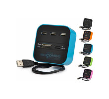 Концентратор Voltronic USB 2.0 to 3xUSB 2.0 + SD/MMC/TF/M2 blue/black (CUB3-Bl)