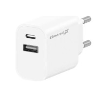 Зарядний пристрій Grand-X 1xUSB-C + 1xUSB 21W OCP white (CH-21W)