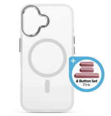 Чохол до мобільного телефона Armorstandart Unit MagCase Apple iPhone 17 Clear Silver + Pink Button Set (ARM90580)