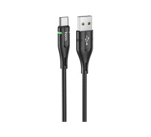 Дата кабель USB 2.0 AM to USB-C 1.2m 3A nylon aluminum with light indicator U93 black HOCO (6931474732170)