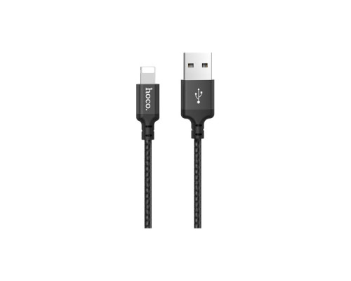 Дата кабель USB 2.0 AM to Lightning 1.0m 2A nylon X14 black HOCO (6957531062820)