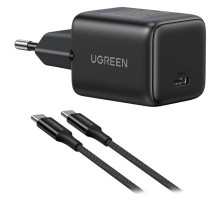 Зарядний пристрій Ugreen USB-C PD30W GaN + cable USB-C to USB-C black (65012)