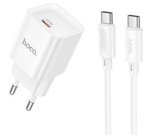 Зарядний пристрій HOCO C146A Charm USB-C PD20W + cable USB-C to USB-C White (6942007630269)