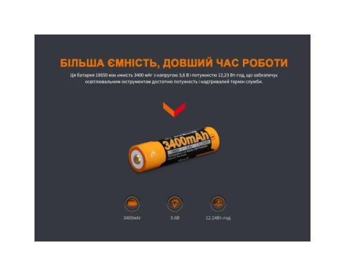 Акумулятор Fenix 18650 3400 mAh micro usb зарядка (ARB-L18-3400U) Акумулятор Fenix 18650 3400 mAh micro usb зарядка (ARB-L18-3400U)