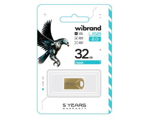 USB флеш накопичувач Wibrand 32GB Hawk Gold USB 2.0 (WI2.0/HA32M1G)