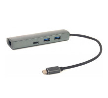 Порт-реплікатор PowerPlant Type-C USB 3.1 -> 2*USB3.0, Type-C USB3.1, Gigabit Ethernet (CA910557)