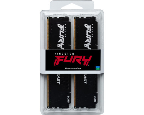 Модуль пам'яті для комп'ютера DDR5 16GB (2x8GB) 6000 MHz Beast Black Kingston Fury (ex.HyperX) (KF560C40BBK2-16)