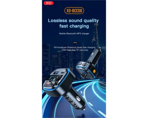 FM модулятор XO BCC08 автомобільний зарядний пристрій MP3/PD/2USB/3,1A Чорни (XO-BCC08) FM модулятор XO BCC08 автомобільний зарядний пристрій MP3/PD/2USB/3,1A Чорни (XO-BCC08)