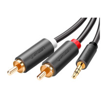 Кабель мультимедійний AUX 3.5mm TRS to RCAx2 M/M 1.0m AV102 Black Ugreen (10772)