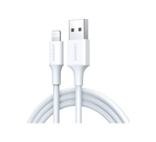 Дата кабель USB 2.0 AM to Lightning 2.0m US155 2.4A, Nickel Plating ABS Shell White Ugreen (20730)
