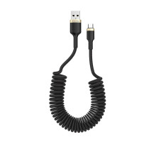 Дата кабель USB 2.0 AM to Micro 5P 1.0m spiral black ColorWay (CW-CBUM051-BK)