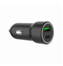 Зарядний пристрій Gembird 1xUSB-A (18W QC3.0) + 1xUSB-C (20W PD) black (TA-UC-A2PDQC20-CAR-01)