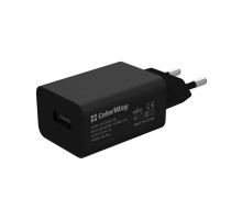 Зарядний пристрій ColorWay 1USB AUTO ID 2A (10W) black + cable Lightning (CW-CHS012CL-BK)