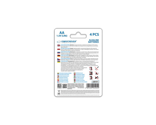 Батарейка Esperanza AA LR6 Alkaline * 4 (EZB101)