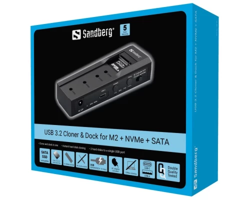 Концентратор Sandberg USB3.2 Type-C toSSD M2/NVMe SATA Cloner & Dock Sandberg (136-49) Концентратор Sandberg USB3.2 Type-C toSSD M2/NVMe SATA Cloner & Dock Sandberg (136-49)