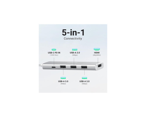 Порт-реплікатор UGREEN Dock CM478 5in1 USB3.0 Type-C --> HDMI/3xUSB3.0/Type-C/PD 100W (35580)
