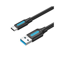 Дата кабель USB 3.0 AM to USB-C 1.5m black Vention (COZBG)