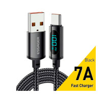 Дата кабель USB 2.0 AM to USB-C 1.0m 7A LED black Essager (EXCT-XY01-P)
