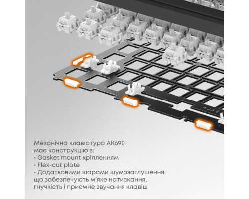 Клавіатура Ajazz AK690 Peach Mist Switch USB UA White (AK690-PM-W)