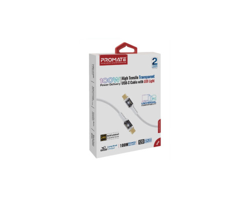 Дата кабель USB-C to USB-C 1.2m Promate (lucidline-cc120.white)