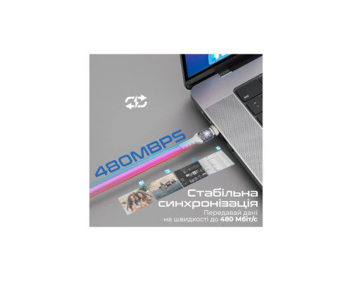 Дата кабель USB-C to USB-C 1.2m Promate (lucidline-cc120.white)