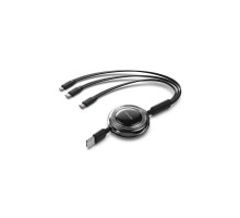 Дата кабель USB 2.0 AM to 2xUSB-C + Lightning 1.0m 3.5A retractable Vention (TRJBBE)