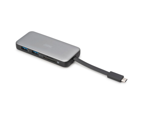 Порт-реплікатор Digitus USB-C > HDMI/2xUSB-A/USB-C/SD/MicroSD/RJ54 (DA-70914)