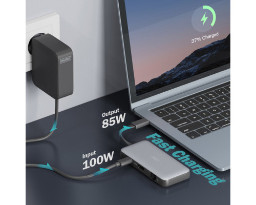 Порт-реплікатор Digitus USB-C > HDMI/2xUSB-A/USB-C/SD/MicroSD/RJ54 (DA-70914)