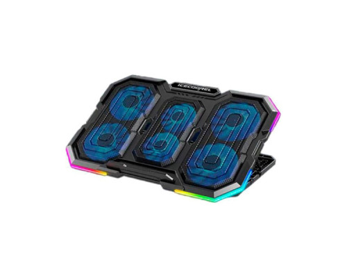 Підставка до ноутбука IceCoorel 14-18", 4*95mm 1200 RPM + 2*70mm 2500 RPM, 2*USB, 400x260x30mm, RGB (N6)