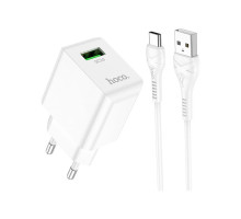 Зарядний пристрій HOCO C98A Proton USB QC3.0 + cable USB to USB-C White (6931474766878)