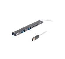 Концентратор Maxxter USB-C to 1xUSB 3.0 + 2xUSB 2.0 + 1xUSB-C PD100W + 1xUSB-C (HU3C-4P1PD-01)