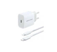 Зарядний пристрій Vention 1xUSB-C PD20W + cable USB-C to USB-C white (G16W0-EU)