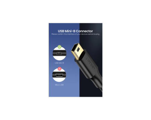 Дата кабель USB 2.0 AM to Mini 5P 1.0m US132 black Ugreen (10355)