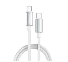 Дата кабель USB-C to USB-C 1.0m 5A 100W zinc alloy braided white ColorWay (CW-CBPDCC098-WT)
