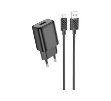 Зарядний пристрій HOCO C134A Solid USB + cable USB to Micro 5P Black (6942007621335)