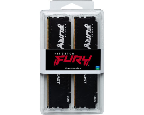 Модуль пам'яті для комп'ютера DDR5 16GB (2x8GB) 5600 MHz Beast Black Kingston Fury (ex.HyperX) (KF556C40BBK2-16)