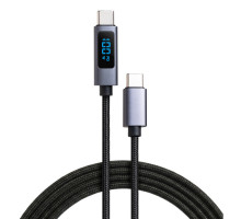 Дата кабель USB-C to USB-C 2.0m 100W LCD Display Nylon Black Vinga (VYDCCC22100D)