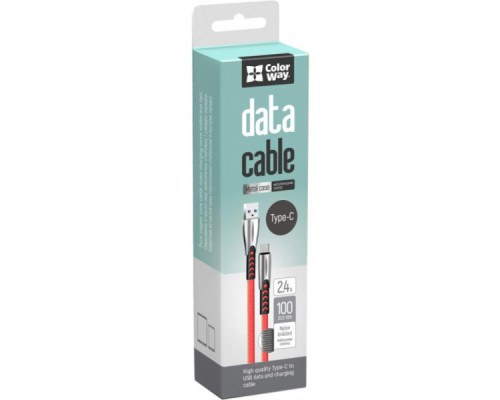 Дата кабель USB 2.0 AM to USB-C 1.0m zinc alloy red ColorWay (CW-CBUC012-RD) Дата кабель USB 2.0 AM to USB-C 1.0m zinc alloy red ColorWay (CW-CBUC012-RD)