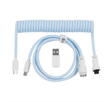 Дата кабель USB-C + USB A to USB-C 1.36m Coiled Aviator blue Keychron (CAB19_KEYCHRON)