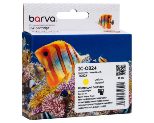 Картридж Barva Epson T0814/T0824 XL (C13T11144A10/C13T11244A10) 460ст, yellow (IC-0824)