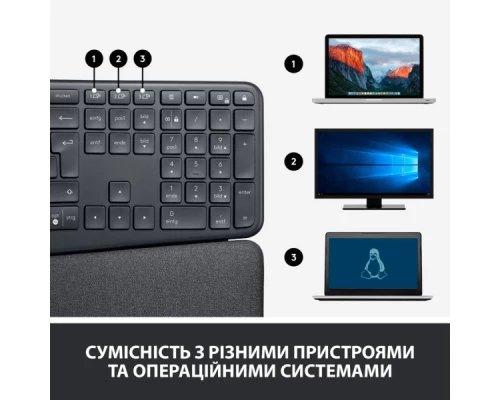 Клавіатура Logitech ERGO K860 for Business Bluetooth/Wireless UA Black (920-010352) Клавіатура Logitech ERGO K860 for Business Bluetooth/Wireless UA Black (920-010352)