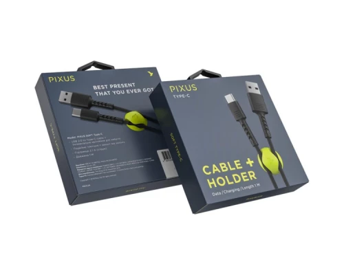 Дата кабель USB 2.0 AM to Type-C 1.0m Soft black Pixus (4897058530919) Дата кабель USB 2.0 AM to Type-C 1.0m Soft black Pixus (4897058530919)