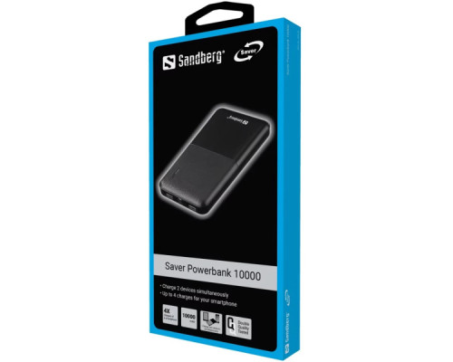 Батарея універсальна Sandberg 10000mAh, Saver, USB-C, Micro-USB, output: USB-A*2 Total 5V/2.4A (320-34)