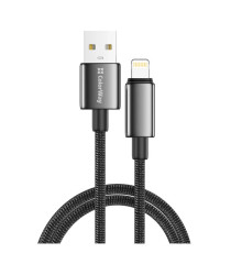 Дата кабель USB 2.0 AM to Lightning 1.0m 3A zinc alloy braided black ColorWay (CW-CBUL098-BK)